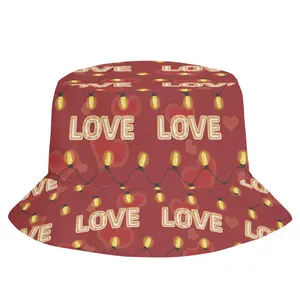 Trendy Product Fisherman's Hat New Chic Red Love Heart Design Print Bucket Hat Dropshipping Custom Unisex Cap