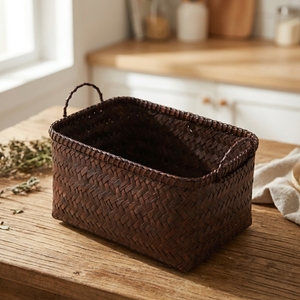 Hot Sale Natural <b>Bamboo</b> Utility Basket Rectangular Handcrafted Storage <b>Container</b> for Towels Toys Laundry - Product Image 5