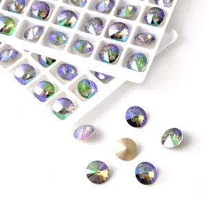 K9 Quality Loose Beads Pointback Fancy Stone for 3D Art, Round Rivoli Crystal Rhinestone