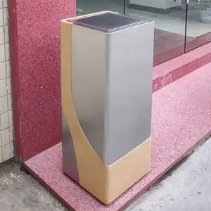 Classy Hotel Lobby Escritório Ouro Design Aço Inoxidável Resíduos Bins Shopping Mall Dustbin 12L