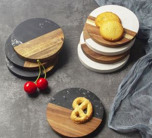 Sous-verres promotionnels en marbre et bois d'acacia avec logo personnalisé pour la cuisine, les tasses, les boissons, la maison, le bureau, cadeau de Noël - Product Image 6