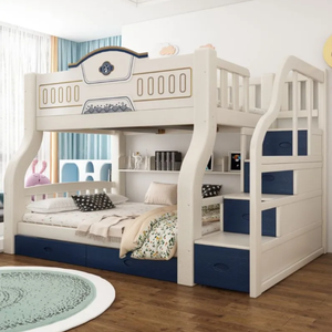 Letto a Castello Doppio per Bambini in Legno Massello Rinforzato, Letto Alto-Basso Multifunzionale per Camera da Letto, Design Moderno con Spazio di Archiviazione - Product Image 1