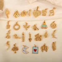 Breloques DIY pour la fabrication de bijoux, en acier inoxydable plaqué or 18 carats PVD, étanches, motifs Voyage, Fêtes, Appareil photo, Hibou, Abeille, Oiseau, Lune, Amour