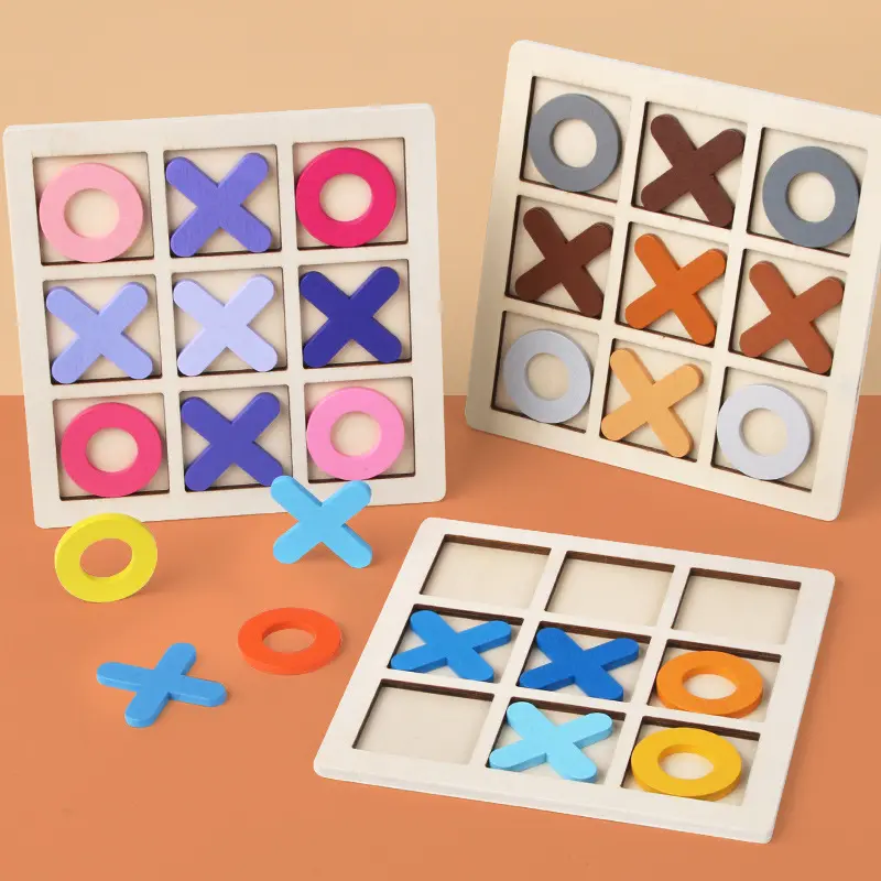 Set mainan papan kayu Tic Tac Toe XO, permainan papan kayu klasik, Set permainan meja Mini untuk anak laki-laki dan perempuan edukasi