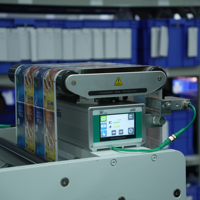 Machine intégrée W500 avec support de rouleau, guide servo tactile, standard 2xA100+2xA200 (CPC), pour bordure de batterie/étiquette