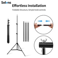 Set Stand Backdrop Adjustable Selens 2x2m 2x3m 2.4x3m 2.6x3m 2.8x3m 3x3m dengan Klip dan Tas Jinjing untuk Sistem Penyangga Latar Belakang