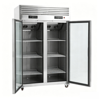 Réfrigérateur vitrine à double porte en verre avec refroidissement par air en acier inoxydable pour pâtisserie, boulangerie, congélateur commercial
