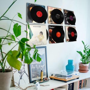 Lot de 6 étagères à <span class=keywords><strong>disques</strong></span> en vinyle transparent <span class=keywords><strong>pour</strong></span> support mural en acrylique <span class=keywords><strong>pour</strong></span> la maison et le bureau. - Product Image 5