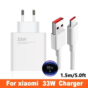 Turbo Fast <span class=keywords><strong>33W</strong></span> Type C <span class=keywords><strong>Chargeur</strong></span> 6A Câble QC3.0 Compatible pour Xiaomi <span class=keywords><strong>Redmi</strong></span> <span class=keywords><strong>Note</strong></span> 9/<span class=keywords><strong>10</strong></span>/10S/10X/11/11S/11T/K30/K40/K30S Pro Max Téléphone - Product Image 2
