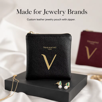 Sacs d'emballage pour bijoux personnalisés avec logo, boucles d'oreilles, colliers, bagues, petite pochette en similicuir suédé avec fermeture éclair