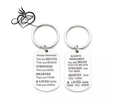 Always Remember You Are Braver Stronger Smarter Than You Think Inspirational Quote Key chain Key Ring