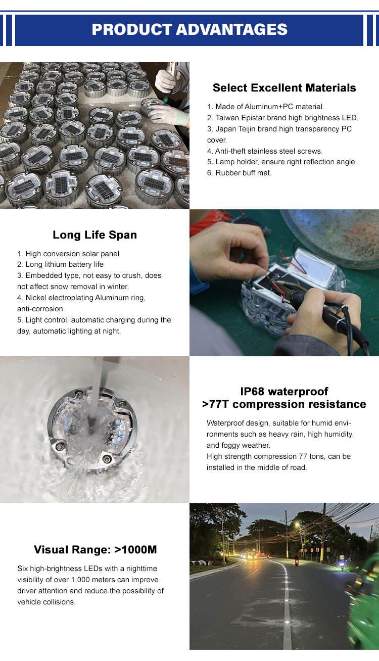 Internally Illuminated Solar Pavement Level Marker G105 - Omni-Directional LED  Road Stud Reflector for Enhanced Road Safety, image size:750x1308