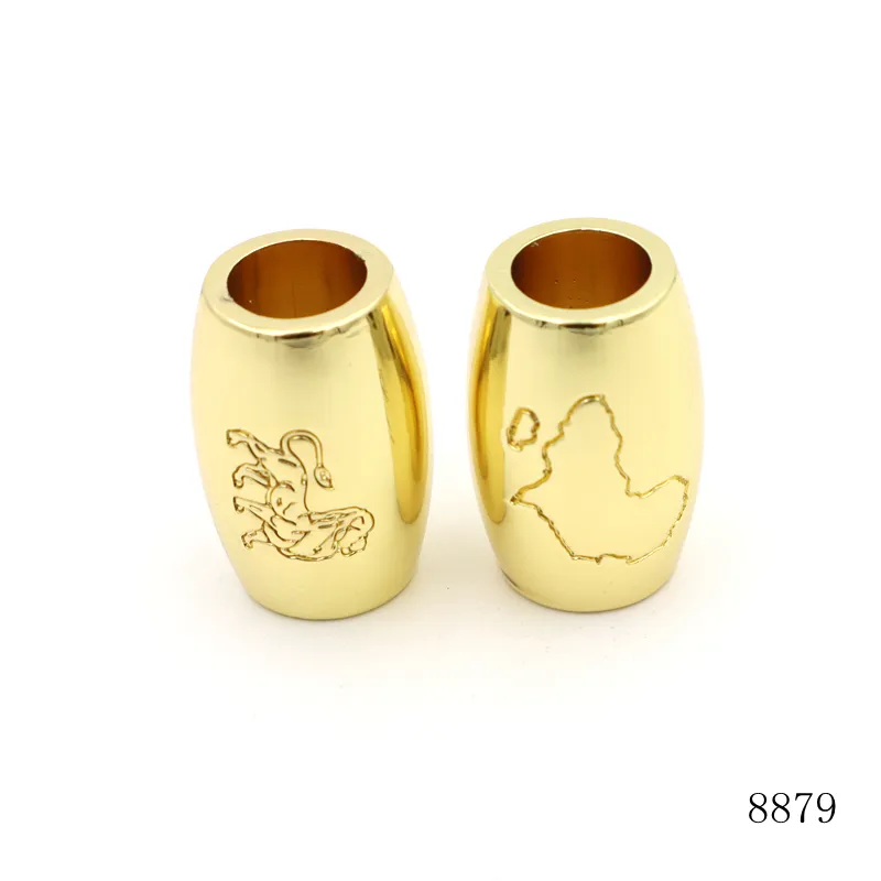 High Quality Gold Plated Zinc Alloy Metal Oval Beads Custom Engraved Logo Beads Charm Bracelet For Bracelet Making