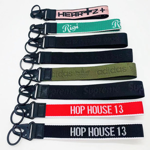 Biểu Tượng Tùy Chỉnh Jacquard Dệt Nylon Vải Ngắn Dây Đeo Cổ Tay Dây Buộc Xe Máy Xe Điện Thoại Di Động Kim Loại Keychain Vòng Chìa Khóa Cho Túi Xách - Product Image 6