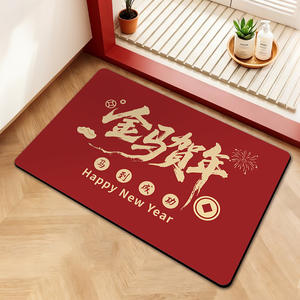 Paillasson de porte Happy Year Of The Horse 2026, rectangulaire rouge, antidérapant, style traditionnel, paillasson d'entrée pour la maison - Product Image 3