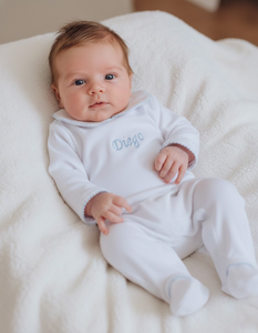 Ensembles de vêtements pour bébé, <span class=keywords><strong>col</strong></span> Peter Pan avec bordure picotée, broderie personnalisée, barboteuse en coton 100% pour nouveau-né - Product Image 3
