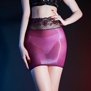 Women Bodycon Mini Skirt 5D Nylon Ultra Thin Solid Color With Floral Lace Waistband Sexy Lingerie For Nightclub Clubbing - Product Image 4