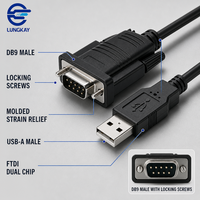 LUNG KAY Memproduksi Kabel Serial USB ke RS232 DB9 Female dengan Chip FTDI untuk Peralatan Industri PLC CNC Custom OEM ODM