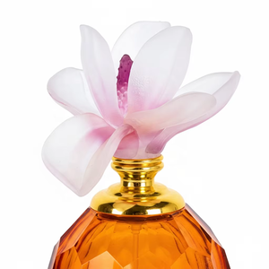 Exquisito Frasco de Perfume de Cristal Ámbar en Forma de Cilindro, Grabado, con Tapa Dorada, Envase Decorativo para Fragancias, Personalizado para Bodas y Hogar - Product Image 6