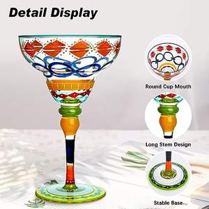 Venta al por mayor Hgsoor Margarita Cocktail Martini Glassware Artesanal Pintado a mano Cristalería de colores para <span class=keywords><strong>Gin</strong></span> Tequila - Product Image 4
