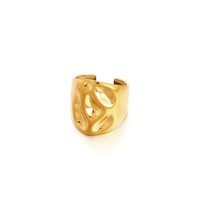 Bague en acier inoxydable 316L plaqué or 18 carats, imperméable et anti-taches. Bague tendance en forme de cœur de coquillage d'étoile de mer.