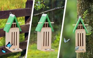 Usmilepet บ้านผึ้งทำจากไม้บ้านผึ้งกรงสัตว์<span class=keywords><strong>เลี้ยง</strong></span>กลางแจ้งบ้านแมลงบ้านผีเสื้อสำหรับสวนผึ้งรังแมลง - Product Image 2