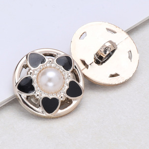 Boutons ronds de luxe en perles avec décoration en strass, sans nickel, à tige, pour vêtements de mode - Product Image 6