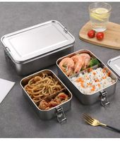 Boîte à lunch bento en acier inoxydable étanche avec 2 compartiments pour adultes - Emballage alimentaire durable et écologique pour la préparation des repas