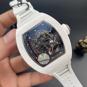 Reloj Mecánico Automático Unisex de Diseño Moderno, Color Blanco Brillante, Forma de Tonneau, Cristal de Zafiro, Cerámica/Fibra de Carbono - Product Image 3