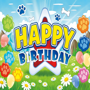 Bannière de fond Joyeux Anniversaire motif patte de chiot bleu <span class=keywords><strong>orange</strong></span> pour photographie canine, décorations et baby shower sur le thème des amis canins - Product Image 6