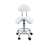Tabouret Ergonomique pour Coiffeur, Chaise de Salon de Beauté, Hauteur Réglable, Tabouret à Roulettes en Cuir PU Robuste