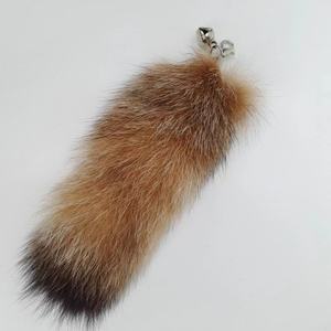12cm coda fai da te Teaser bacchetta giocattolo gattino gatto esercizio gioco accessori per animali domestici divertente gatto peluche vera pelliccia di volpe coda portachiavi - Product Image 5