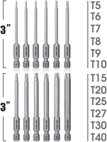 Embouts de tournevis de sécurité anti-effraction en acier, magnétiques, de qualité industrielle, T6-T40, 50mm, 75mm, Impact Ph2 Torx, OEM