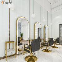 Yoocell Miroir de Salon Décoratif en Cuivre avec Cadre Métallique, Miroir de Coiffure pour Équipement de Salon de Beauté