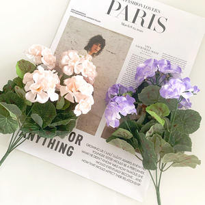 GM פרחים מלאכותיים ורוד סגול גרניום בוש פו גרניום פרחי משי צמח חיצוני בוש ורוד גרניום - Product Image 3