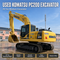 Excavatrice sur chenilles Komatsu200 d'occasion, 20 tonnes, moteur PLC, capacité de la benne de 1 m³, système hydraulique complet, bon état, livraison rapide
