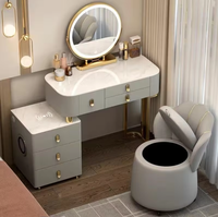 Table de maquillage multifonctionnelle intelligente pour chambre à coucher avec miroir, audio Bluetooth et éclairage, en bois massif noir de style nordique, idéale pour hôtel