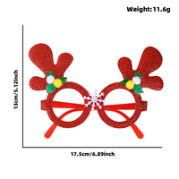 Lunettes de Noël avec bois de renne vert et sapin, lunettes de fête scintillantes, accessoire photo mignon pour les réunions de famille de Noël