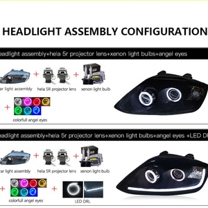 Sanvi Car Headlight Bulb Accessories Assembly For-Hyundai-Coupe 2003-2005 Xenon Lens and Angel Eyes Halos Headlamps Work Light - Product Image 4