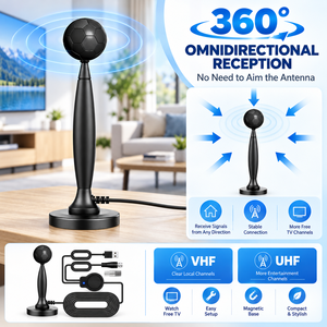 Antena de TV Digital para Interiores de 30dBi con Amplificador VHF UHF, Base Magnética, Cable de 5m para HDTV, OEM ODM, Directo de Fábrica - Product Image 2