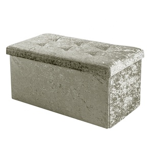 Custom Crushed Velvet Fabric Upholstered Foldable <strong>Storage</strong> Ottoman Sofa Chair Back Folding <strong>Stool</strong> for Kitchen and <strong>Bathroom</strong> Use - Product Image 5
