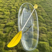 Kayak transparente para una sola persona Water Touring See Through PC Kayak transparente Barco con dispositivo de equilibrio de airbag lateral