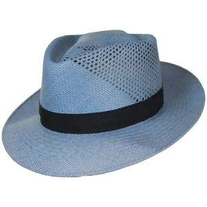 Unisex Toquilla Straw Panama <b>Hat</b> With Brown Ribbon <b>Band</b> Wide Brim Outdoor Sun Protection Adult Size 56-58CM - Product Image 5