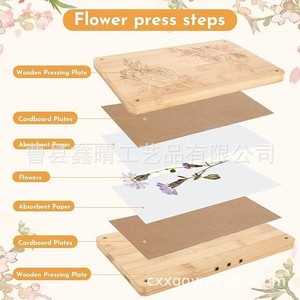 Wooden Dried <b>Flower</b> Embossing <b>Press</b> Tool With Removable Plates For Diy Craft Making - Product Image 2