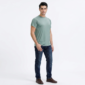 T-shirt pour homme de haute qualité, produit personnalisé, t-shirt uni à col rond, tissu extensible, pour homme - Product Image 1