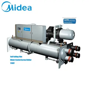 Midea 110RT Accurate Cooling Capacity Control Inverter Water Cooled Screw Best Chiller Brand Manufacturer for Food Industry