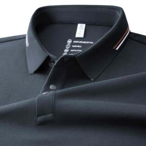 Camicia da uomo lavorata a maglia a maniche lunghe in poliestere per camicia autunno inverno calda asciugatura rapida in pile foderata a tinta unita resistente alle rughe - Product Image 3