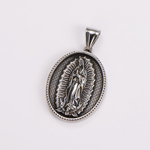 Collar de Moda con Colgante Religioso de Nuestra Señora de Guadalupe, Estilo Vintage, de Piedra Natural Fundida en Color Rosa, de Cobre, al por Mayor - Product Image 6