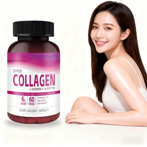 Complément alimentaire de collagène pour adultes, capsules enrichies en vitamine C, biotine, antioxydants, soutenant la santé de la peau, des <span class=keywords><strong>cheveux</strong></span> et des ongles, 60 capsules/flacon - Product Image 1