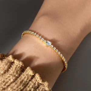 Collier tennis tendance en forme de cœur en zircon CZ plaqué <span class=keywords><strong>or</strong></span> 18 carats, ensemble de bijoux à la mode, vente chaude - Product Image 2